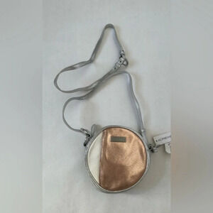 ADRIENNE LANDAU Round zipper Cross Body Silver Rose Gold Pony Shoulder Bag Purse